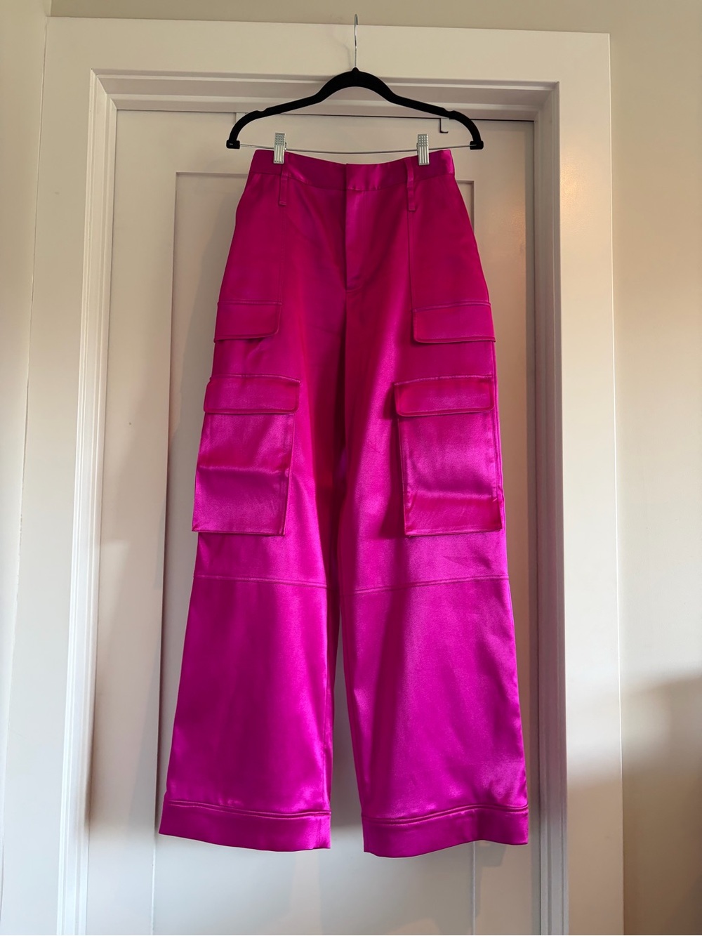 Frame Denim Hot Pink Wide-Leg Cargo Pants